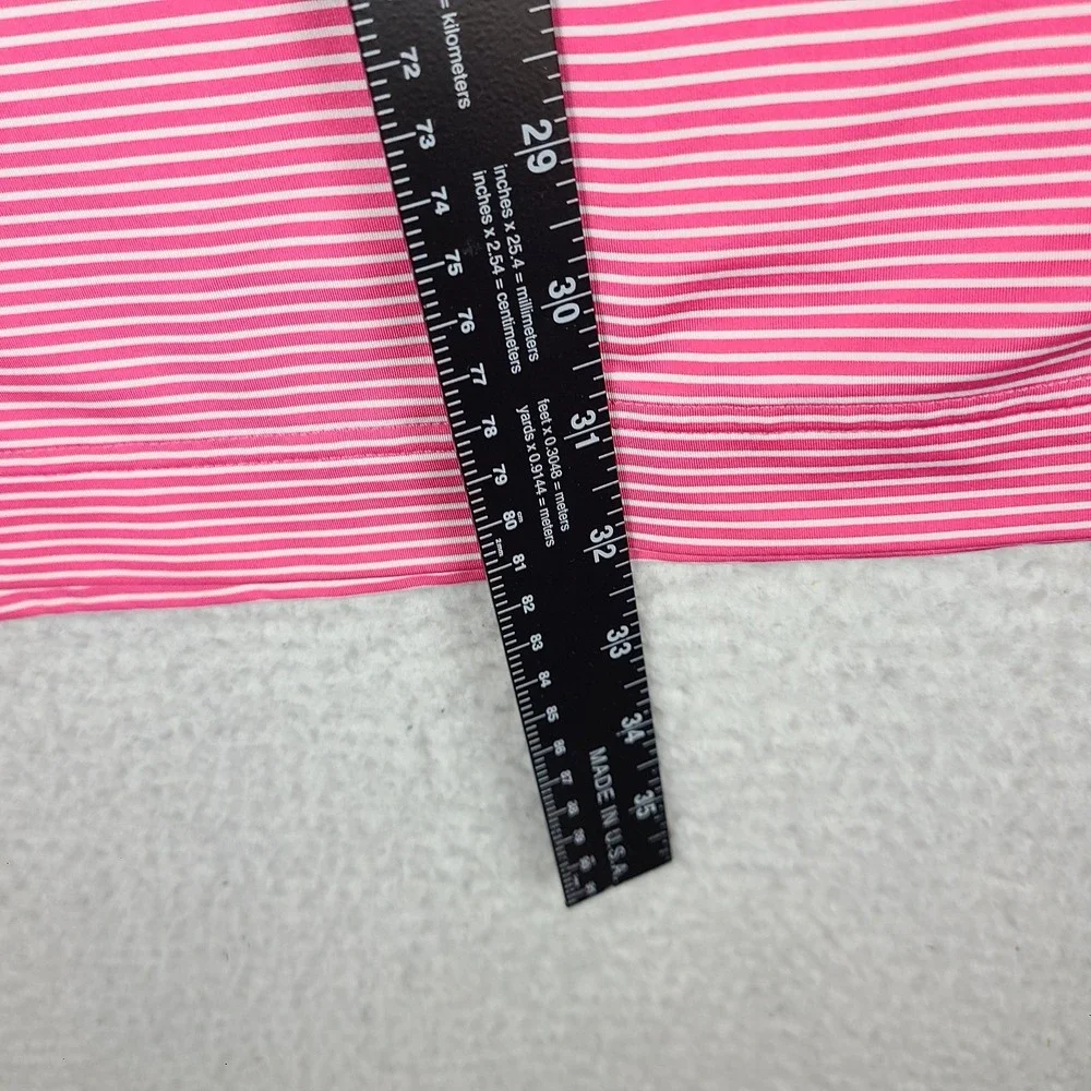 Foot Joy Polo Shirt Mens Large Pink Striped Performance FJ Golf Short Sleeve